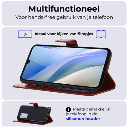 Forterra Samsung A15 Hoesje Bookcase Cover met Kaarthouder - Bruin