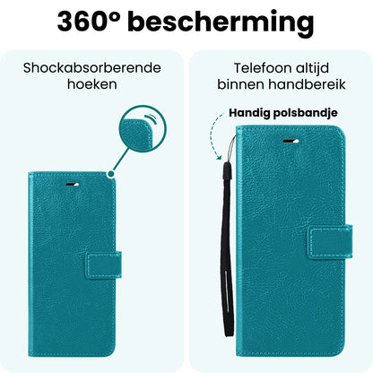Forterra Samsung S25 Edge Hoesje Bookcase Cover met Kaarthouder - Turquoise
