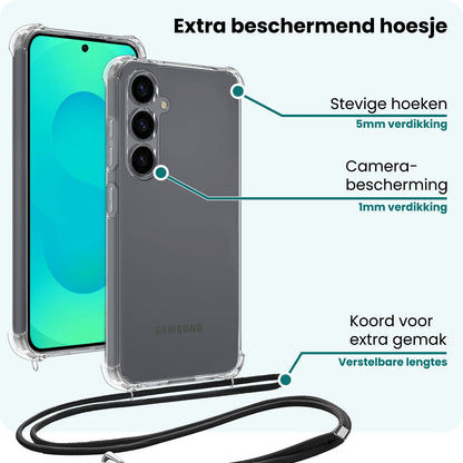 Forterra Samsung S25 Plus Hoesje met Koord Backcover Shockproof - Transparant