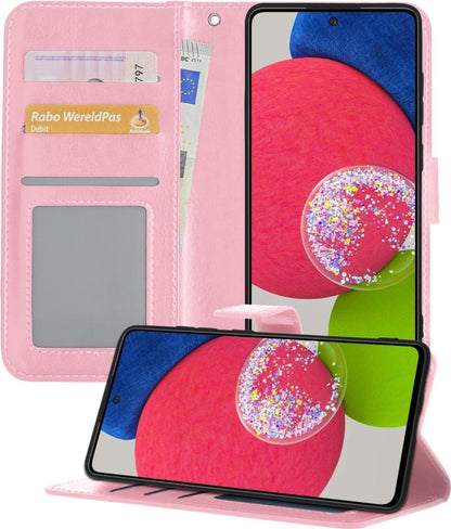 Forterra Samsung A52s Hoesje Bookcase Cover met Kaarthouder - Lichtroze