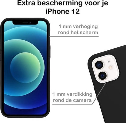 Forterra iPhone 12 Hoesje Siliconen Backcover Lichtgewicht - Zwart