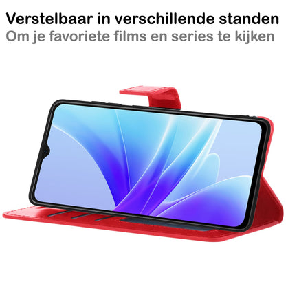 Forterra OPPO A17 Hoesje Bookcase Cover met Kaarthouder - Rood