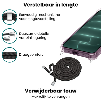 Forterra iPhone 18 Pro Max Hoesje met Koord Backcover Shockproof - Transparant