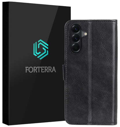Forterra Samsung A17 Hoesje Bookcase Cover met Kaarthouder - Zwart