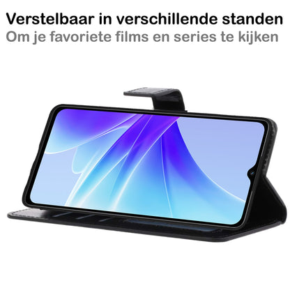 Forterra OPPO A57s Hoesje Bookcase Cover met Kaarthouder - Zwart