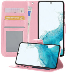 Forterra Samsung S22 Plus Hoesje Bookcase Cover met Kaarthouder - Lichtroze