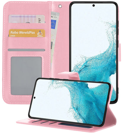 Forterra Samsung S22 Plus Hoesje Bookcase Cover met Kaarthouder - Lichtroze