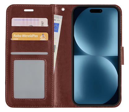 Forterra iPhone 15 Pro Max Hoesje Bookcase Cover met Kaarthouder - Bruin