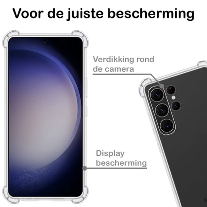 Forterra Samsung S23 Ultra Hoesje Shockproof Backcover Siliconen - Transparant