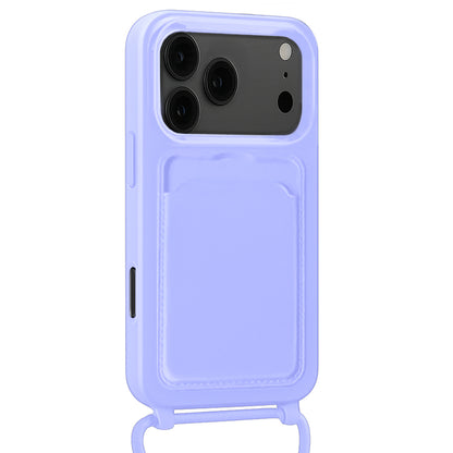 Forterra iPhone 17 Pro Max Hoesje Met Telefoonkoord en Pasjeshouder Siliconen - Lila