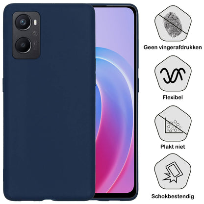 Forterra OPPO A96 Hoesje Siliconen Backcover Lichtgewicht - Donkerblauw