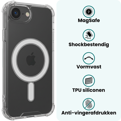 Forterra iPhone 17e Hoesje Geschikt voor Magsafe Backcover Shockproof - Transparant
