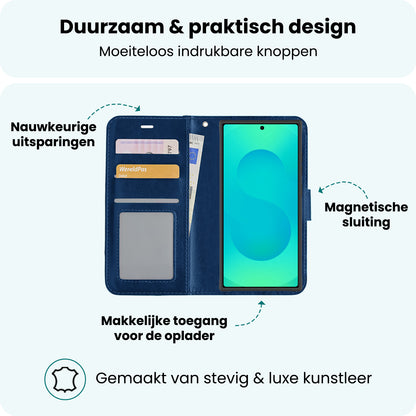 Forterra Samsung S25 Ultra Hoesje Bookcase Cover met Kaarthouder - Donkerblauw