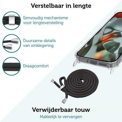 Forterra Google Pixel 9 Pro Hoesje met Koord Backcover Shockproof - Transparant