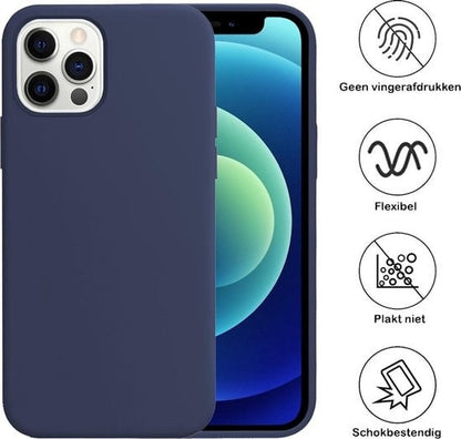 Forterra iPhone 12 Pro Max Hoesje Siliconen Backcover Lichtgewicht - Donkerblauw