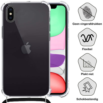 Forterra iPhone Xs Max Hoesje met Koord Backcover Shockproof - Transparant