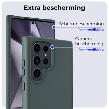 Forterra Samsung S24 Ultra Hoesje Siliconen Backcover Lichtgewicht - Donkergroen