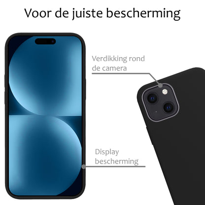 Forterra iPhone 15 Hoesje Siliconen Backcover Lichtgewicht - Zwart
