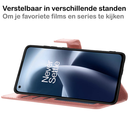 Forterra OnePlus Nord 2T Hoesje Bookcase Cover met Kaarthouder - Rosé goud