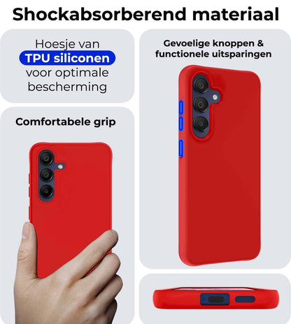 Forterra Samsung A15 Hoesje Siliconen Backcover Lichtgewicht - Rood
