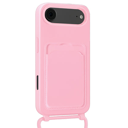 Forterra iPhone Air Hoesje Met Telefoonkoord en Pasjeshouder Siliconen - Lichtroze