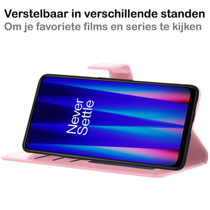 Forterra OnePlus Nord CE 2 Hoesje Bookcase Cover met Kaarthouder - Lichtroze