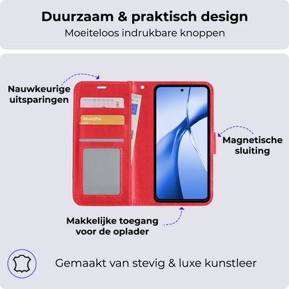 Forterra OnePlus Nord CE 4 Hoesje Bookcase Cover met Kaarthouder - Rood