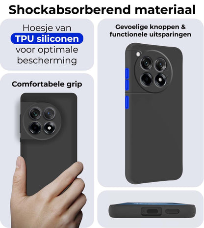 Forterra OnePlus 12R Hoesje Siliconen Backcover Lichtgewicht - Zwart