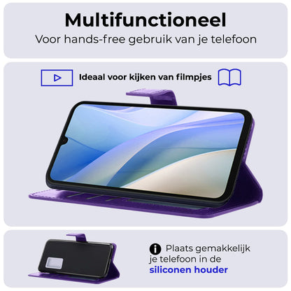 Forterra Samsung A15 Hoesje Bookcase Cover met Kaarthouder - Paars