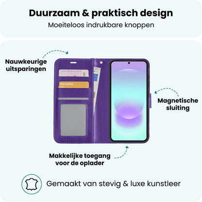 Forterra Samsung A37 Hoesje Bookcase Cover met Kaarthouder - Paars