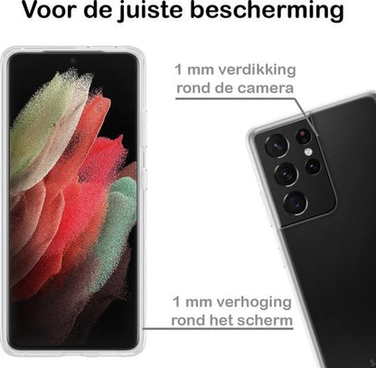 Forterra Samsung S21 Ultra Hoesje Siliconen Backcover Lichtgewicht - Transparant