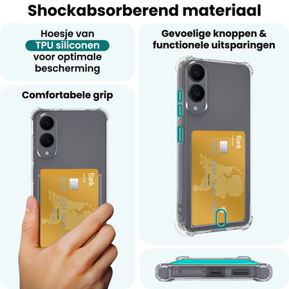 Forterra Samsung S25 Edge Hoesje Kaarthouder Backcover Shockproof - Transparant