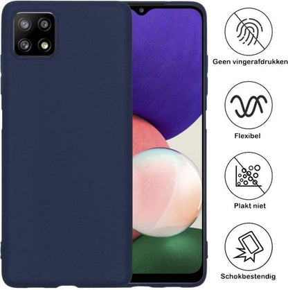 Forterra Samsung A22 5G Hoesje Siliconen Backcover Lichtgewicht - Donkerblauw