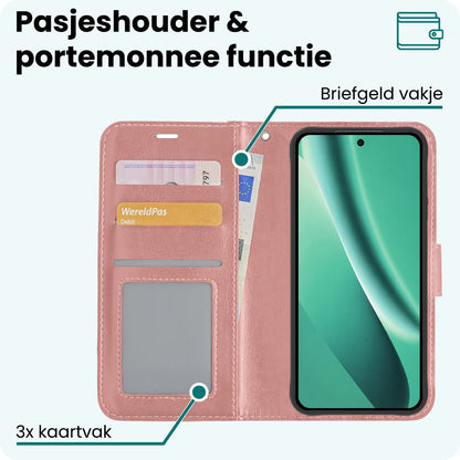 Forterra Google Pixel 10a Hoesje Bookcase Cover met Kaarthouder - Rosé goud