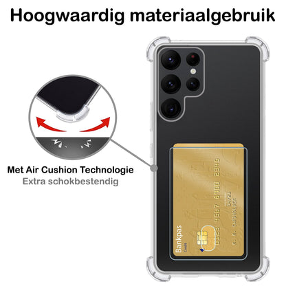 Forterra Samsung S23 Ultra Hoesje Kaarthouder Backcover Shockproof - Transparant