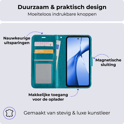 Forterra OnePlus Nord CE 4 Hoesje Bookcase Cover met Kaarthouder - Turquoise