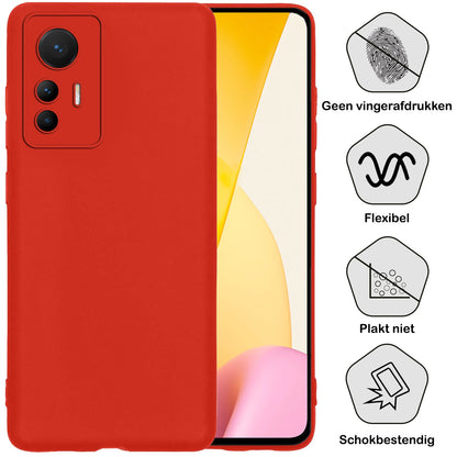 Forterra Xiaomi 12 Lite Hoesje Siliconen Backcover Lichtgewicht - Rood