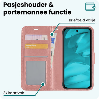 Forterra Google Pixel 9a Hoesje Bookcase Cover met Kaarthouder - Rosé goud