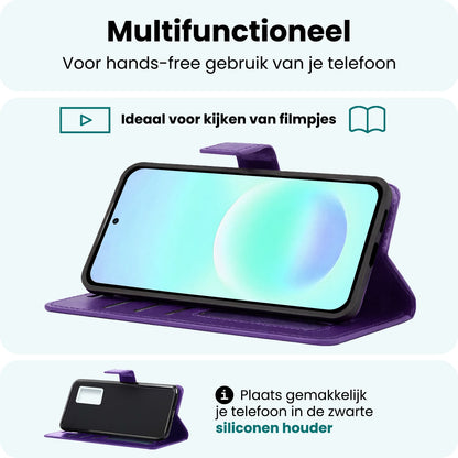 Forterra Samsung A57 Hoesje Bookcase Cover met Kaarthouder - Paars