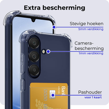 Forterra Samsung A25 Hoesje Kaarthouder Backcover Shockproof - Transparant