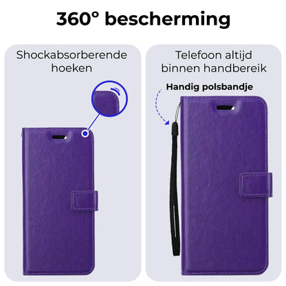 Forterra Samsung S24 Ultra Hoesje Bookcase Cover met Kaarthouder - Paars
