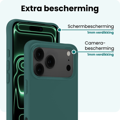 Forterra iPhone 17 Pro Max Hoesje Siliconen Backcover Lichtgewicht - Donkergroen