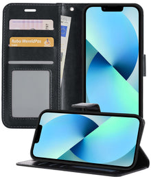 Forterra iPhone 14 Pro Max Hoesje Bookcase Cover met Kaarthouder - Zwart