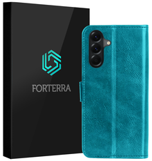 Forterra Samsung A17 Hoesje Bookcase Cover met Kaarthouder - Turquoise