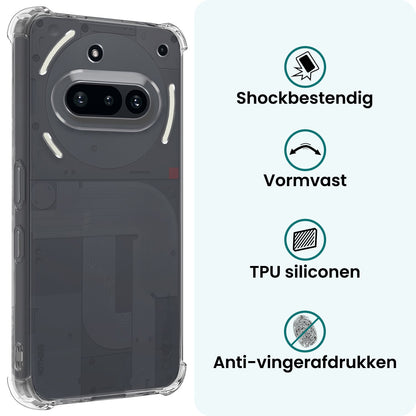 Forterra Nothing Phone 3a Hoesje Shockproof Backcover Siliconen - Transparant