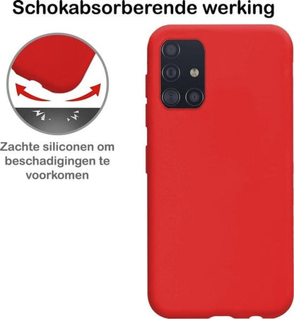 Forterra Samsung A71 Hoesje Siliconen Backcover Lichtgewicht - Rood