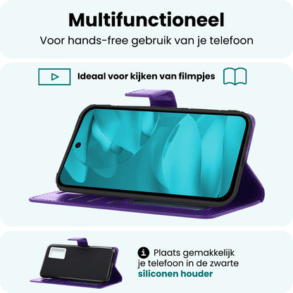 Forterra Google Pixel 9a Hoesje Bookcase Cover met Kaarthouder - Paars