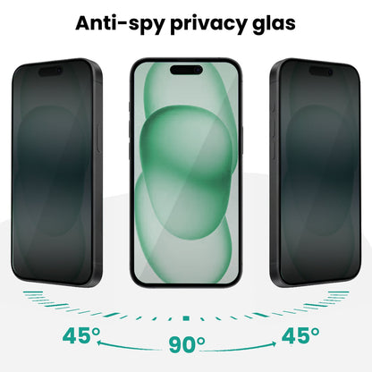 Forterra Privacy Screenprotector Geschikt voor Apple iPhone 15 Plus - Met Installatie Kit - Privacy - Beschermglas - Flexibel Glas - Tempered Glass - Screen Protector
