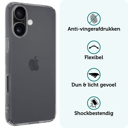 Forterra iPhone 16 Hoesje Siliconen Backcover Lichtgewicht - Transparant
