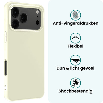 Forterra iPhone 17 Pro Hoesje Siliconen Backcover Lichtgewicht - Wit